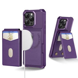 For iPhone 12 Pro Max 2-in-1 Magnetic Wallet MagSafe Leather Back Phone Case(Purple)