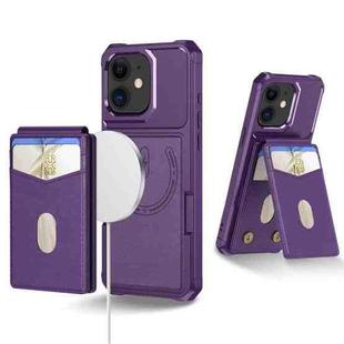 For iPhone 11 2-in-1 Magnetic Wallet MagSafe Leather Back Phone Case(Purple)