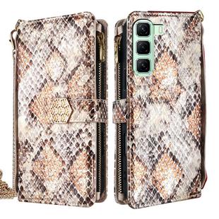 For Infinix Hot 50 5G Crossbody Handle Snake Texture Leather Phone Case(White)