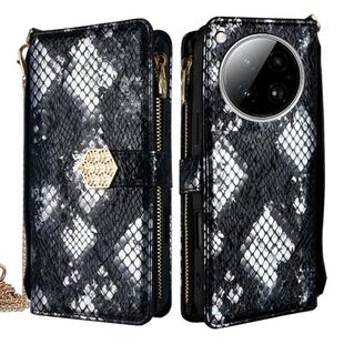 For Infinix Zero 40 4G Crossbody Handle Snake Texture Leather Phone Case(Black)