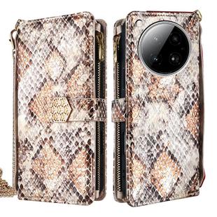 For Infinix Zero 40 4G Crossbody Handle Snake Texture Leather Phone Case(White)