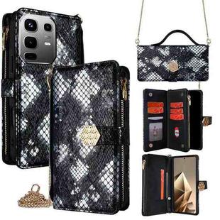 For Infinix Note 50 4G Crossbody Handle Snake Texture Leather Phone Case(Black)