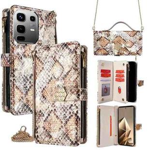 For Infinix Note 50 4G Crossbody Handle Snake Texture Leather Phone Case(White)