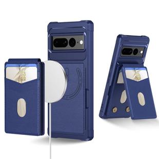 For Google Pixel 7 Pro 2-in-1 RFID Wallet Magnetic MagSafe Leather Phone Case(Blue)