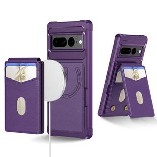 For Google Pixel 7 Pro 2-in-1 RFID Wallet Magnetic MagSafe Leather Phone Case(Purple)