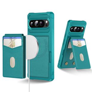 For Google Pixel 9 / 9 Pro 2-in-1 RFID Wallet Magnetic MagSafe Leather Phone Case(Green)