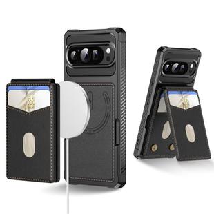 For Google Pixel 9 Pro XL 2-in-1 RFID Wallet Magnetic MagSafe Leather Phone Case(Black)