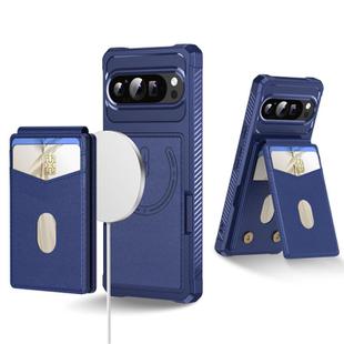 For Google Pixel 9 Pro XL 2-in-1 RFID Wallet Magnetic MagSafe Leather Phone Case(Blue)