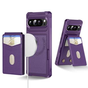 For Google Pixel 9 Pro XL 2-in-1 RFID Wallet Magnetic MagSafe Leather Phone Case(Purple)