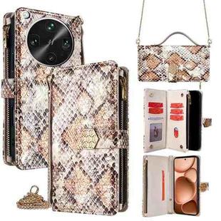 For OPPO Find X8 Ultra 5G Crossbody Handle Snake Texture Leather Phone Case(White)