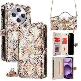 For OPPO Find X8s+ 5G Crossbody Handle Snake Texture Leather Phone Case(White)