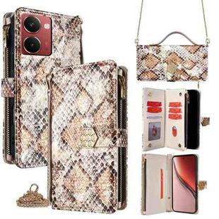 For Realme P3 Ultra 5G Crossbody Handle Snake Texture Leather Phone Case(White)