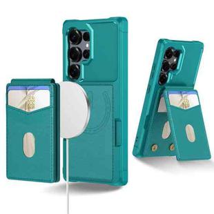 For Samsung Galaxy S22 Ultra 5G 2-in-1 Magnetic Wallet MagSafe Leather Back Phone Case(Green)