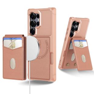 For Samsung Galaxy S24 Ultra 5G 2-in-1 Magnetic Wallet MagSafe Leather Back Phone Case(Pink)