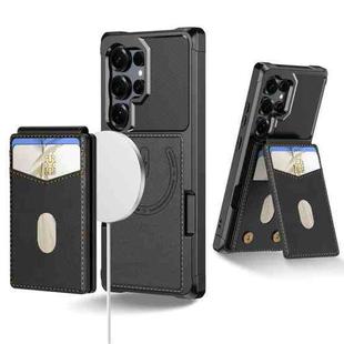 For Samsung Galaxy S25 Ultra 5G 2-in-1 Magnetic Wallet MagSafe Leather Back Phone Case(Black)