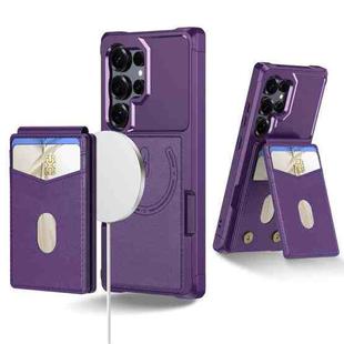For Samsung Galaxy S25 Ultra 5G 2-in-1 Magnetic Wallet MagSafe Leather Back Phone Case(Purple)