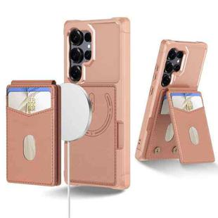 For Samsung Galaxy S25 Ultra 5G 2-in-1 Magnetic Wallet MagSafe Leather Back Phone Case(Pink)