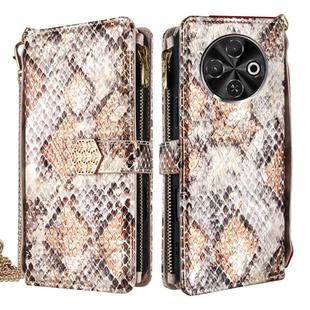 For Tecno Spark 30C 4G Crossbody Handle Snake Texture Leather Phone Case(White)