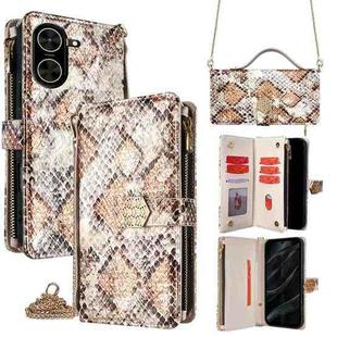 For Redmi A5 4G 171.7mm Crossbody Handle Snake Texture Leather Phone Case(White)