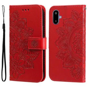 For Samsung Galaxy F06 5G / M06 5G Seven-petal Flowers Embossing Leather Phone Case(Red)