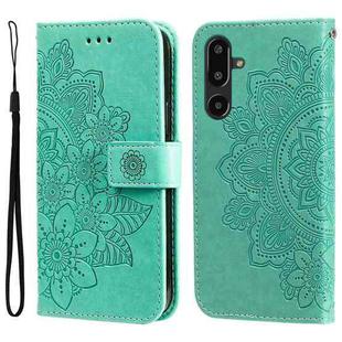 For Samsung Galaxy F16 5G / M16 5G Seven-petal Flowers Embossing Leather Phone Case(Green)