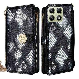 For Xiaomi 14T 5G Crossbody Handle Snake Texture Leather Phone Case(Black)