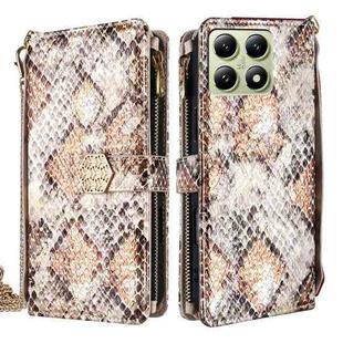 For Xiaomi 14T 5G Crossbody Handle Snake Texture Leather Phone Case(White)