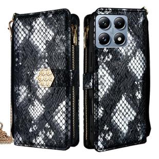 For Xiaomi 14T Pro 5G Crossbody Handle Snake Texture Leather Phone Case(Black)