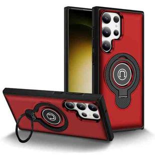 For Samsung Galaxy S23 Ultra 5G Ring Holder Magnetic Phone Case(Red)