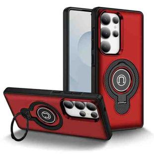 For Samsung Galaxy S25 Ultra 5G Ring Holder Magnetic Phone Case(Red)