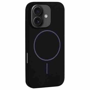 For iPhone 16 Large Hole Camera MagSafe Liquid Silicone Full Coverage Phone Case(Black)