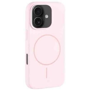 For iPhone 16 Large Hole Camera MagSafe Liquid Silicone Full Coverage Phone Case(Pink White)