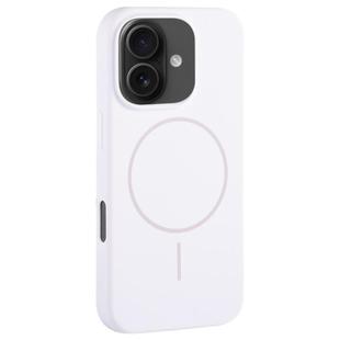 For iPhone 16 Large Hole Camera MagSafe Liquid Silicone Full Coverage Phone Case(White)