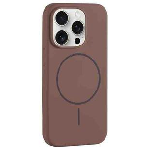 For iPhone 15 Pro Max Large Hole Camera MagSafe Liquid Silicone Full Coverage Phone Case(Brown)