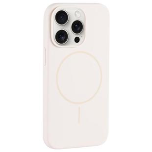 For iPhone 15 Pro Max Large Hole Camera MagSafe Liquid Silicone Full Coverage Phone Case(Antique White)