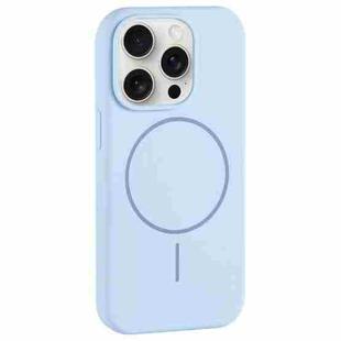 For iPhone 15 Pro Large Hole Camera MagSafe Liquid Silicone Full Coverage Phone Case(Blue)