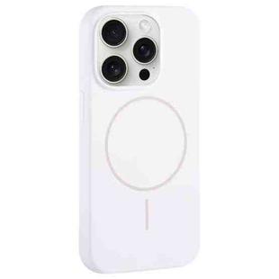 For iPhone 15 Pro Large Hole Camera MagSafe Liquid Silicone Full Coverage Phone Case(White)
