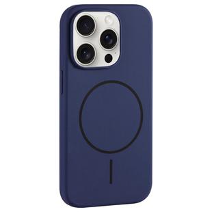 For iPhone 15 Pro Large Hole Camera MagSafe Liquid Silicone Full Coverage Phone Case(Royal Blue)