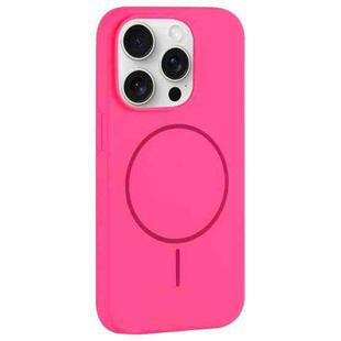 For iPhone 15 Pro Large Hole Camera MagSafe Liquid Silicone Full Coverage Phone Case(Rose Red)
