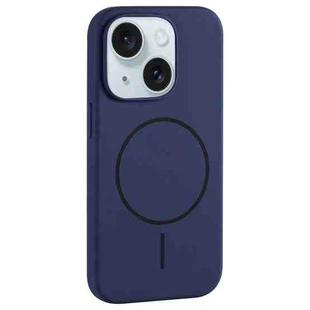 For iPhone 15 Plus Large Hole Camera MagSafe Liquid Silicone Full Coverage Phone Case(Royal Blue)
