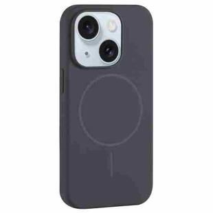 For iPhone 15 Plus Large Hole Camera MagSafe Liquid Silicone Full Coverage Phone Case(Carbon Gray Black)