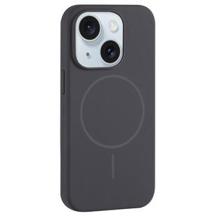 For iPhone 15 Large Hole Camera MagSafe Liquid Silicone Full Coverage Phone Case(Carbon Gray Black)
