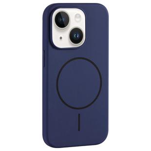 For iPhone 14 Plus Large Hole Camera MagSafe Liquid Silicone Full Coverage Phone Case(Royal Blue)