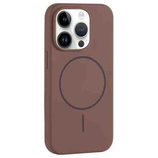 For iPhone 14 Pro Large Hole Camera MagSafe Liquid Silicone Full Coverage Phone Case(Brown)