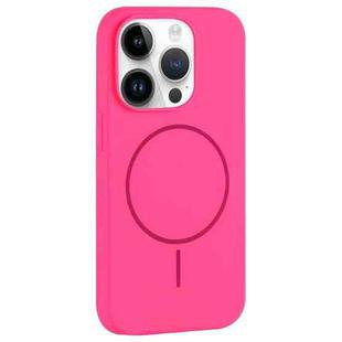 For iPhone 14 Pro Large Hole Camera MagSafe Liquid Silicone Full Coverage Phone Case(Rose Red)