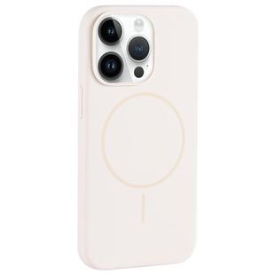 For iPhone 14 Pro Max Large Hole Camera MagSafe Liquid Silicone Full Coverage Phone Case(Antique White)