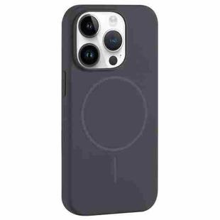 For iPhone 14 Pro Max Large Hole Camera MagSafe Liquid Silicone Full Coverage Phone Case(Carbon Gray Black)