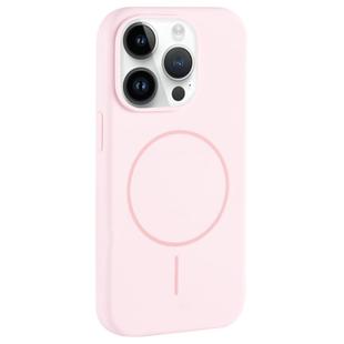 For iPhone 13 Pro Max Large Hole Camera MagSafe Liquid Silicone Full Coverage Phone Case(Pink White)