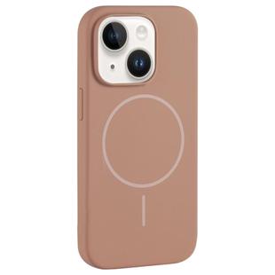 For iPhone 13 Large Hole Camera MagSafe Liquid Silicone Full Coverage Phone Case(Gold)