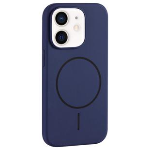 For iPhone 12 Large Hole Camera MagSafe Liquid Silicone Full Coverage Phone Case(Royal Blue)